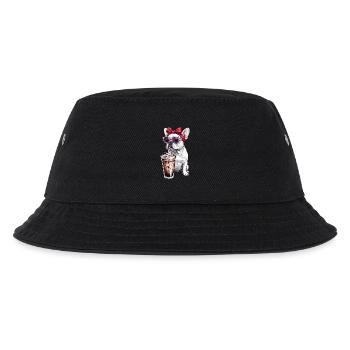 Französische Bulldogge mit Sonnenbrille - Kinder Bucket Hat - Schwarz - Vorne