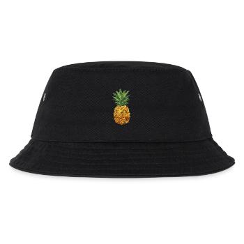 Besticktes Ananas-Tropenfrucht-Design (bedruckt) - Kinder Bucket Hat - Schwarz - Vorne