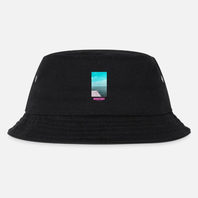 Neustadt in Holstein _ Ostsee  - Kinder Bucket Hat - Schwarz