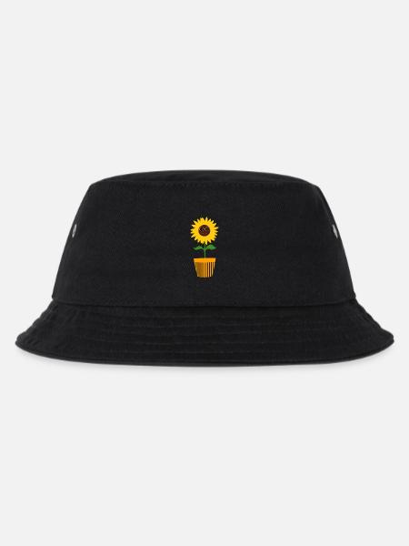 70er Jahre Blume Muster Sonnenblume - Kinder Bucket Hat - Schwarz