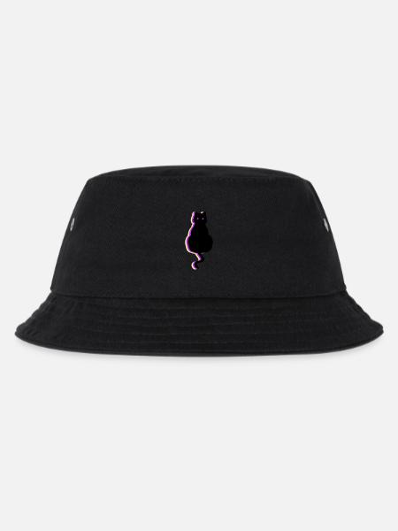 Leuchtkatze pink - Kinder Bucket Hat - Schwarz