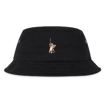 Katze hängt am Seil - Kinder Bucket Hat - Schwarz - Vorne