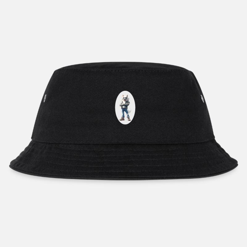 Wolf - Kinder Bucket Hat - Schwarz