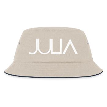 Julia Namendesign - moderne filigrane Typografie - Kinder Bucket Hat - Natur/Navy - Vorne