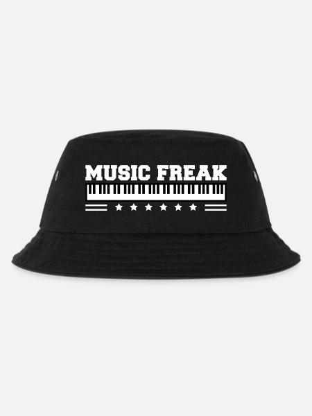 Klavier Music Freak Text Spruch Klassisches Piano - Kinder Bucket Hat - Schwarz
