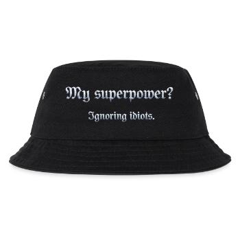 Humorvoller Superpower-Satz mit Witz - Kinder Bucket Hat - Schwarz - Vorne