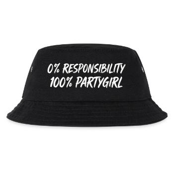 0% Verantwortung 100% Partygirl - Kinder Bucket Hat - Schwarz - Vorne