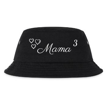 Mama mit Herzen – Mama hoch 3 - Dreifachmama - Kinder Bucket Hat - Schwarz - Vorne
