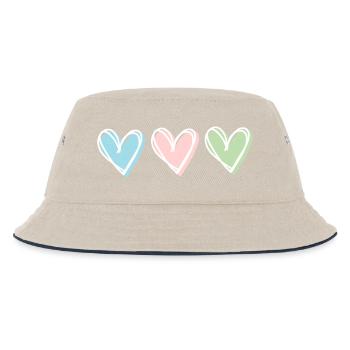 Heart Pastel - Kids’ Bucket Hat - ecru/navy - Front