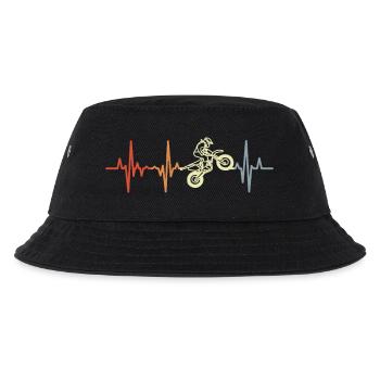 Retro Motocross Cardiogram - Kids’ Bucket Hat - black - Front