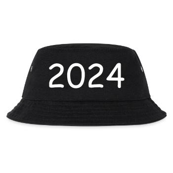 2024 Jahreszahl weiß - Kinder Bucket Hat - Schwarz - Vorne