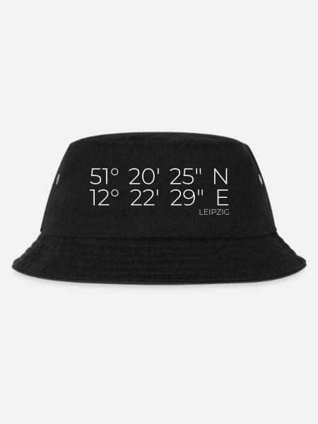 Koordinaten Leipzig - Kinder Bucket Hat - Schwarz