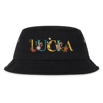 LUCIA Name Art With Flowers Embroidered - Kids’ Bucket Hat - black - Front