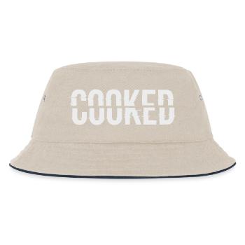 Glitch Schriftzug Cooked - Kinder Bucket Hat - Natur/Navy - Vorne