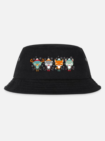 Süße Tiere fahren Ski – Geschenkidee - Kinder Bucket Hat - Schwarz
