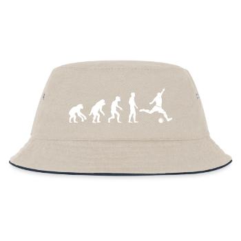Fußball Evolution Affe lustige Designs Fan Logo - Kinder Bucket Hat - Natur/Navy - Vorne