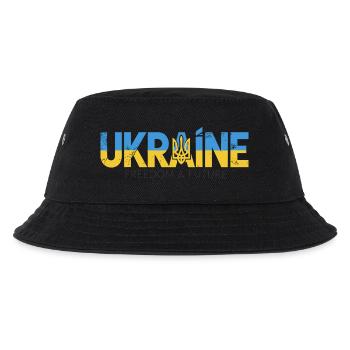Ukrainischer Dreizack Friedensdesign - Kinder Bucket Hat - Schwarz - Vorne