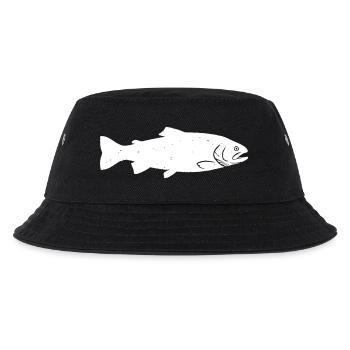 Forelle Forellen Silhouette wilde fliegenfischen - Kinder Bucket Hat - Schwarz - Vorne