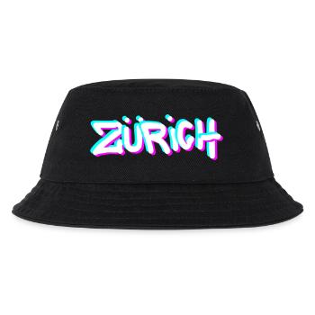 Zürich Neon Graffiti - Kinder Bucket Hat - Schwarz - Vorne