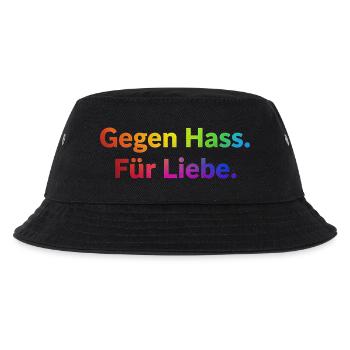 Gegen Hass Für Liebe Spruch Regenbogen Pride CSD - Kinder Bucket Hat - Schwarz - Vorne