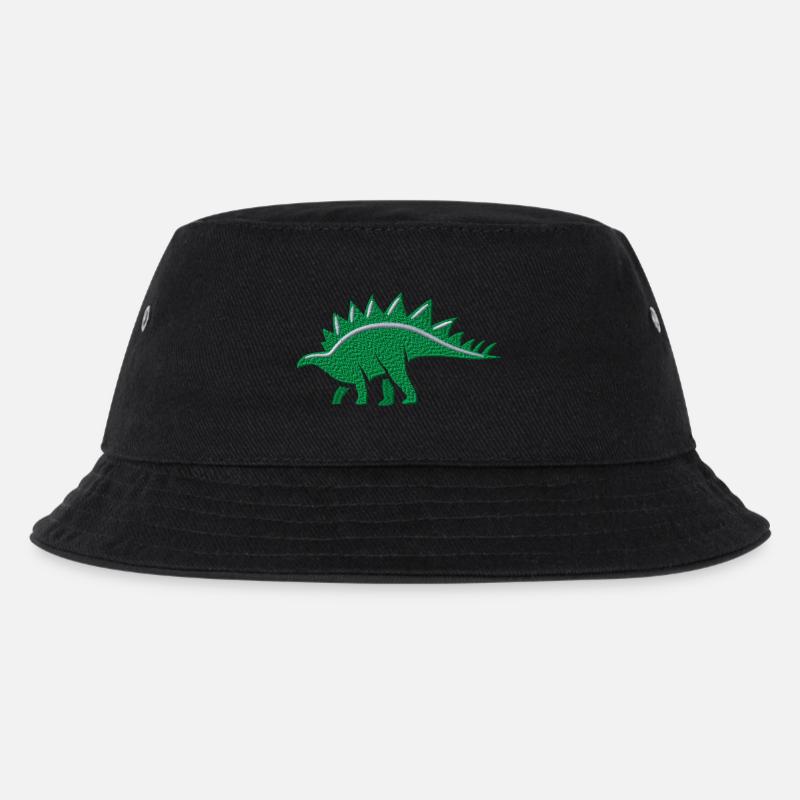 Stegosaurus bestickt - Kinder Bucket Hat - Schwarz