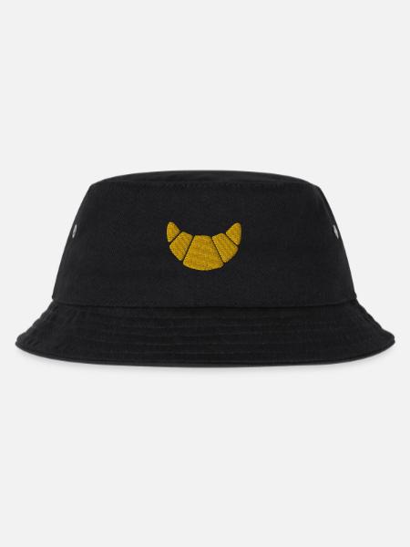 Croissant bestickt - Kinder Bucket Hat - Schwarz
