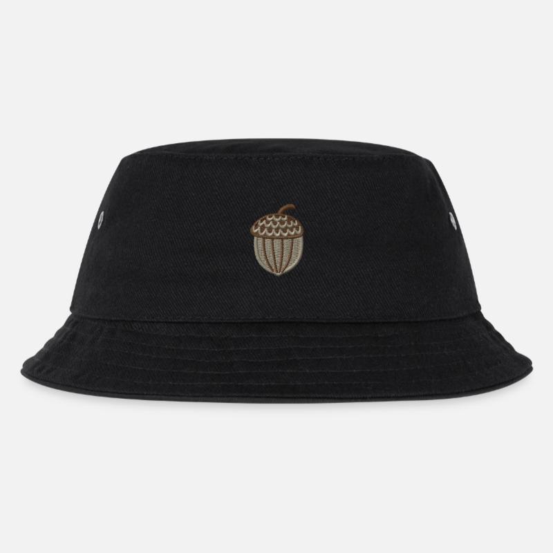 Eichel bestickt - Kinder Bucket Hat - Schwarz