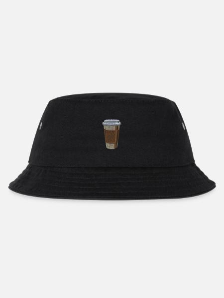 Kaffeebecher bestickt - Kinder Bucket Hat - Schwarz