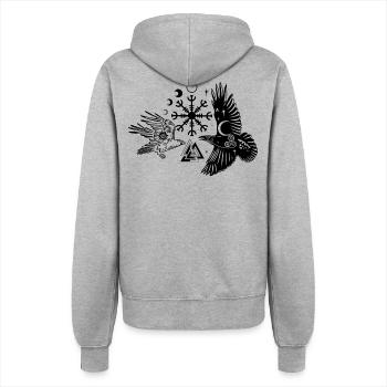 Hugin et Munin avec Vegvisir Valknut - Veste à capuche Femme - gris chiné - Dos - Maraike (178cm)