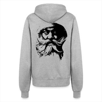 Vintage Nikolaus - Weihnachtsmann Gesicht - Frauen Kapuzenjacke - Grau meliert - Hinten - Maraike (178cm)