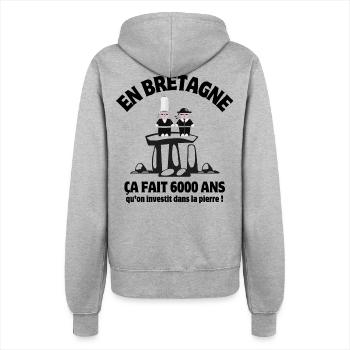Bretagne, Bretagne humour, Breizh - Veste à capuche Femme - gris chiné - Dos - Maraike (178cm)