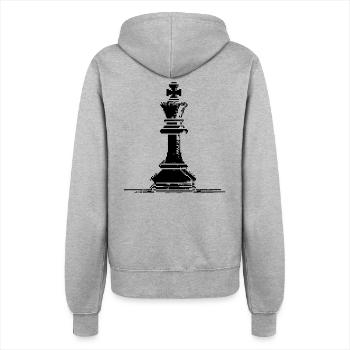 Chess piece pixel graphic - Women’s Hooded Jacket - heather grey - Back - Maraike (178cm)