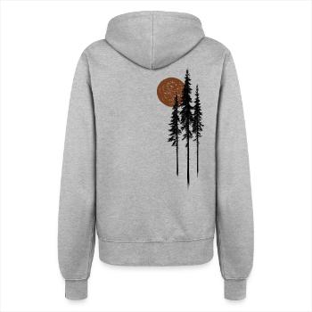 Tannen Sonne Wald Natur Minimalistisch Geschenk - Frauen Kapuzenjacke - Grau meliert - Hinten - Maraike (178cm)