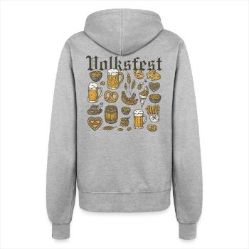 Volksfest Bier und Schmankerl Design - Frauen Kapuzenjacke - Grau meliert - Hinten - Maraike (178cm)