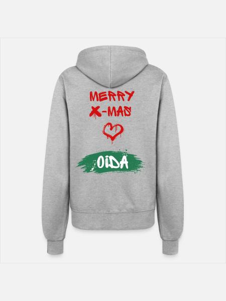 Xmas, Oida - Frauen Kapuzenjacke - Grau meliert