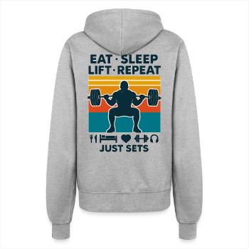 Gym Life Lifter, Eat Sleep Lift Fitness - Women’s Hooded Jacket - heather grey - Back - Maraike (178cm)