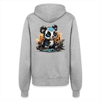Panda Bauklotz Charm - Frauen Kapuzenjacke - Grau meliert - Hinten - Maraike (178cm)