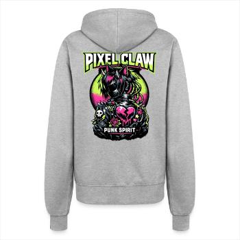 Pixel Claw Punk Spirit pour le streetwear néon - Veste à capuche Femme - gris chiné - Dos - Maraike (178cm)