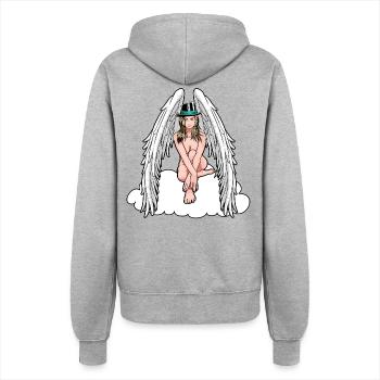 Domina himmlischer Engel nackte Frau erotisch sexy - Frauen Kapuzenjacke - Grau meliert - Hinten - Maraike (178cm)