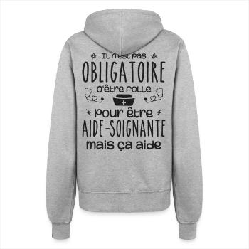 Folle et aide-soignante Humour Aide-soignante - Veste à capuche Femme - gris chiné - Dos - Maraike (178cm)