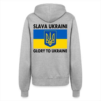 Slava ukraini - Frauen Kapuzenjacke - Grau meliert - Hinten - Maraike (178cm)