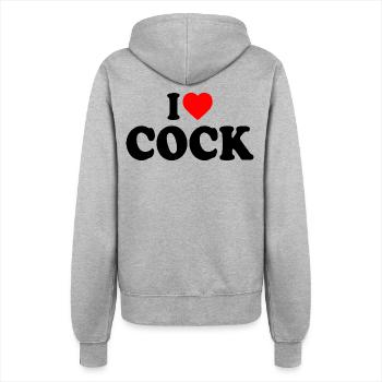 I love cock - Frauen Kapuzenjacke - Grau meliert - Hinten - Maraike (178cm)