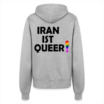 Iran ist queer - Frauen Kapuzenjacke - Grau meliert - Hinten - Maraike (178cm)