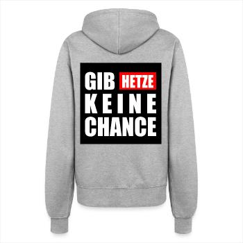 gib hetze keine chance - Frauen Kapuzenjacke - Grau meliert - Hinten - Maraike (178cm)