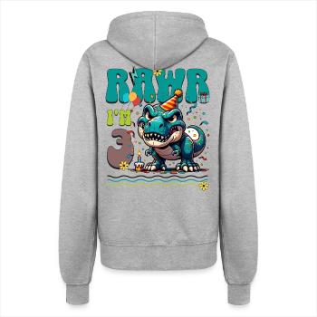 3ème anniversaire Rawr T Rex Dinosaure - Veste à capuche Femme - gris chiné - Dos - Maraike (178cm)