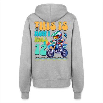 Motocross 12. Geburtstag - Frauen Kapuzenjacke - Grau meliert - Hinten - Maraike (178cm)