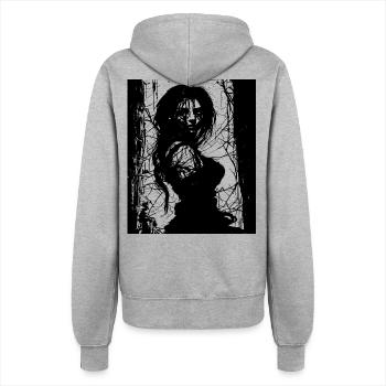 Dunkle Zauberin - Mysteriöse Hexe im Mondlicht - Frauen Kapuzenjacke - Grau meliert - Hinten - Maraike (178cm)