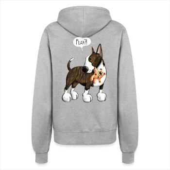 Bullterrier Play - Frauen Kapuzenjacke - Grau meliert - Hinten - Maraike (178cm)