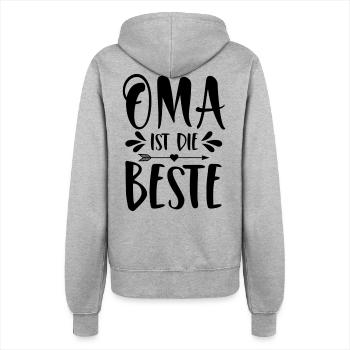 Oma ist die Beste - Frauen Kapuzenjacke - Grau meliert - Hinten - Maraike (178cm)
