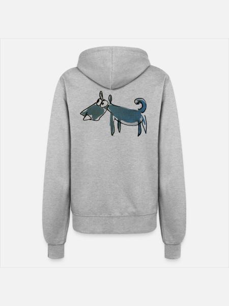 Hund Zeichnung - Frauen Kapuzenjacke - Grau meliert